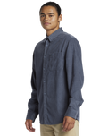 The Quiksilver Mens Smoke Trail Corduroy Shirt in Flint Stone