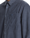 The Quiksilver Mens Smoke Trail Corduroy Shirt in Flint Stone