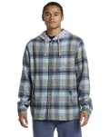 The Quiksilver Mens Sandbar Hooded Flannel Shirt in Vintage Blue