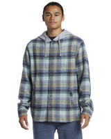 The Quiksilver Mens Sandbar Hooded Flannel Shirt in Vintage Blue