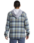 The Quiksilver Mens Sandbar Hooded Flannel Shirt in Vintage Blue