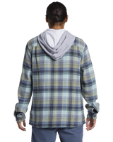 The Quiksilver Mens Sandbar Hooded Flannel Shirt in Vintage Blue