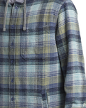 The Quiksilver Mens Sandbar Hooded Flannel Shirt in Vintage Blue