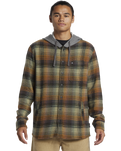 The Quiksilver Mens Sandbar Hooded Flannel Shirt in Grape Leaf