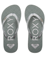 The Roxy Girls Girls Viva Sparkle Flip Flops in Cloudy Grey