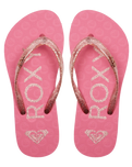 The Roxy Girls Girls Viva Sparkle Flip Flops in Pink 1