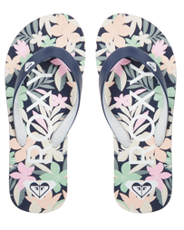 The Roxy Girls Girls Tahiti VII Flip Flops in Navy & Pink