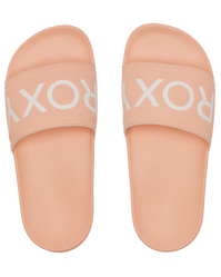 The Roxy Girls Girls Slippy II Sliders in Peach Cream