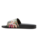 The Roxy Womens Slippy II Sliders in Black, Pink & Soft Lime