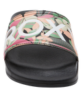 The Roxy Womens Slippy II Sliders in Black, Pink & Soft Lime