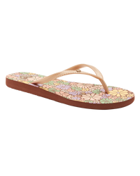 The Roxy Womens Bermuda Print Flip Flops in Brown Combo