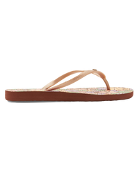 The Roxy Womens Bermuda Print Flip Flops in Brown Combo