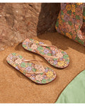 The Roxy Womens Bermuda Print Flip Flops in Brown Combo