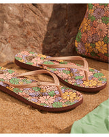 The Roxy Womens Bermuda Print Flip Flops in Brown Combo