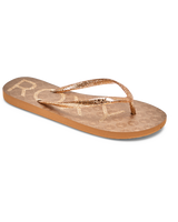 The Roxy Womens Viva Sparkle Flip Flops in Bronze