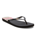 The Roxy Womens Viva Printed Flip Flops in Black, Pink & Soft Lime