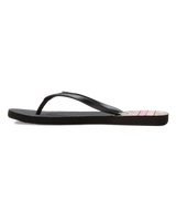 The Roxy Womens Viva Printed Flip Flops in Black, Pink & Soft Lime