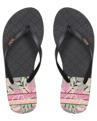 The Roxy Womens Viva Printed Flip Flops in Black, Pink & Soft Lime