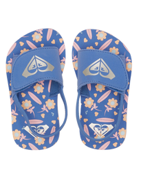 The Roxy Girls Girls Finn Flip Flops in Crazy Pink & Blue Radiance