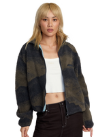 The RVCA Womens Oh Hush Sherpa Jacket in Green Haze