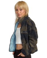 The RVCA Womens Oh Hush Sherpa Jacket in Green Haze