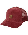 The RVCA Mens VA ATW Cord Trucker Cap in Wine