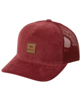 The RVCA Mens VA ATW Cord Trucker Cap in Wine