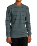 The RVCA Mens Day Shift Thermal Stripe T-Shirt in Balsam Green