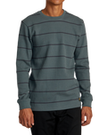 The RVCA Mens Day Shift Thermal Stripe T-Shirt in Balsam Green