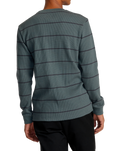 The RVCA Mens Day Shift Thermal Stripe T-Shirt in Balsam Green