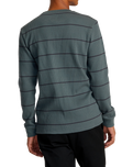 The RVCA Mens Day Shift Thermal Stripe T-Shirt in Balsam Green