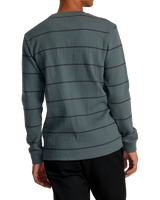 The RVCA Mens Day Shift Thermal Stripe T-Shirt in Balsam Green