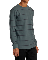 The RVCA Mens Day Shift Thermal Stripe T-Shirt in Balsam Green