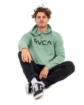 The RVCA Mens Big RVCA Hoodie in Green Haze