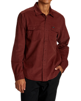 The RVCA Mens Freeman Cord Shirt in Red Earth