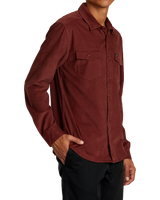 The RVCA Mens Freeman Cord Shirt in Red Earth