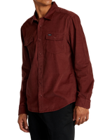 The RVCA Mens Freeman Cord Shirt in Red Earth