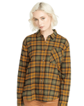 The Volcom Womens Plaid To Meet You Shirt in Bronze