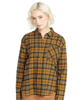 The Volcom Womens Plaid To Meet You Shirt in Bronze