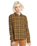 The Volcom Womens Plaid To Meet You Shirt in Bronze