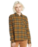 The Volcom Womens Plaid To Meet You Shirt in Bronze