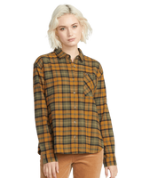 The Volcom Womens Plaid To Meet You Shirt in Bronze