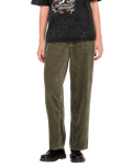 The Volcom Womens Weellow Cord Trousers in Wintermoss