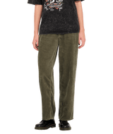 The Volcom Womens Weellow Cord Trousers in Wintermoss