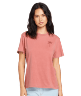 The Volcom Womens Lock It Up Tee in Mauve Rose