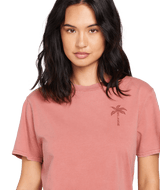 The Volcom Womens Lock It Up Tee in Mauve Rose