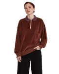 The Volcom Womens Sweety Smoothy Fleece Sweatshirt in Brown