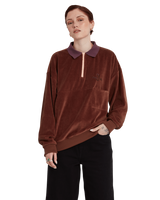 The Volcom Womens Sweety Smoothy Fleece Sweatshirt in Brown