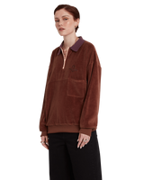 The Volcom Womens Sweety Smoothy Fleece Sweatshirt in Brown