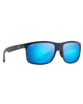 The Maui Jim Huelo Polarised Rectangular Sunglasses in Matte Blue & Blue Hawaii